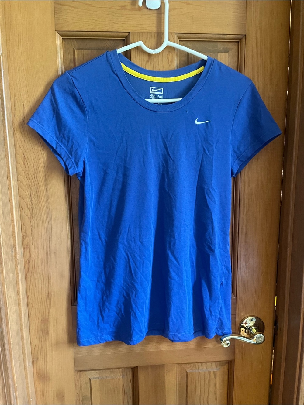 Nike Women’s Royal Blue Short-Sleeve Tee with Yellow Neck Trim